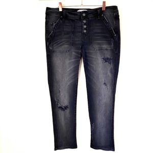 Free People Faded Black Distressed High Rise Jeans